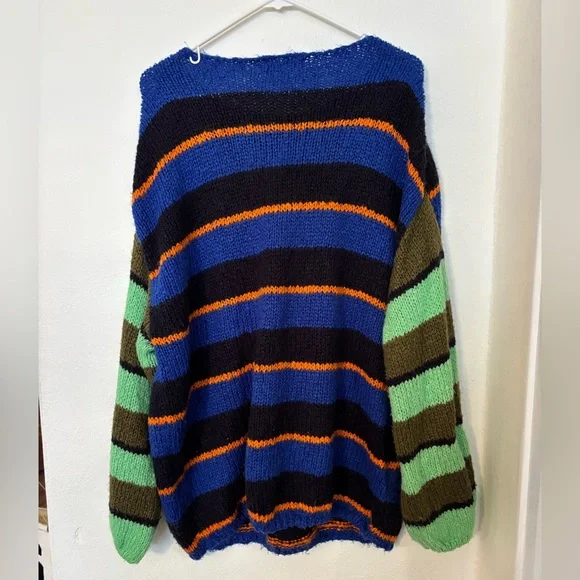 Urban Outfitters Blue and Green Striped Crewneck Sweater - Picture 2 of 5